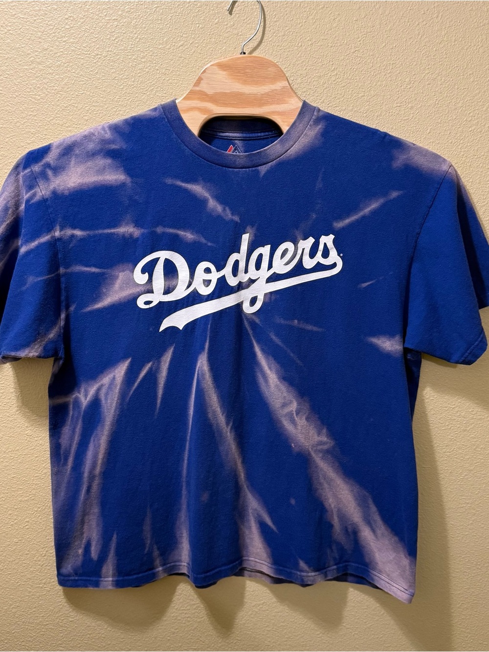 Men’s 2X MLB LA Los Angeles Dodgers Blue Bleached Upcycled Tie Dye Shirt